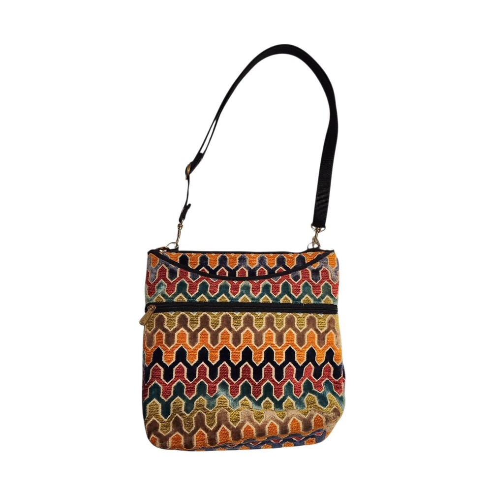 Danny K. Beverly Hills Crossbody Purse Multi-Color Tapestry Fabric Made in USA